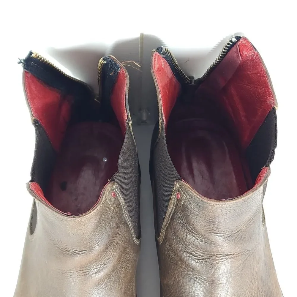 Freebird by Steven Men's Brown Leather Chelsea Boots with Red Lining